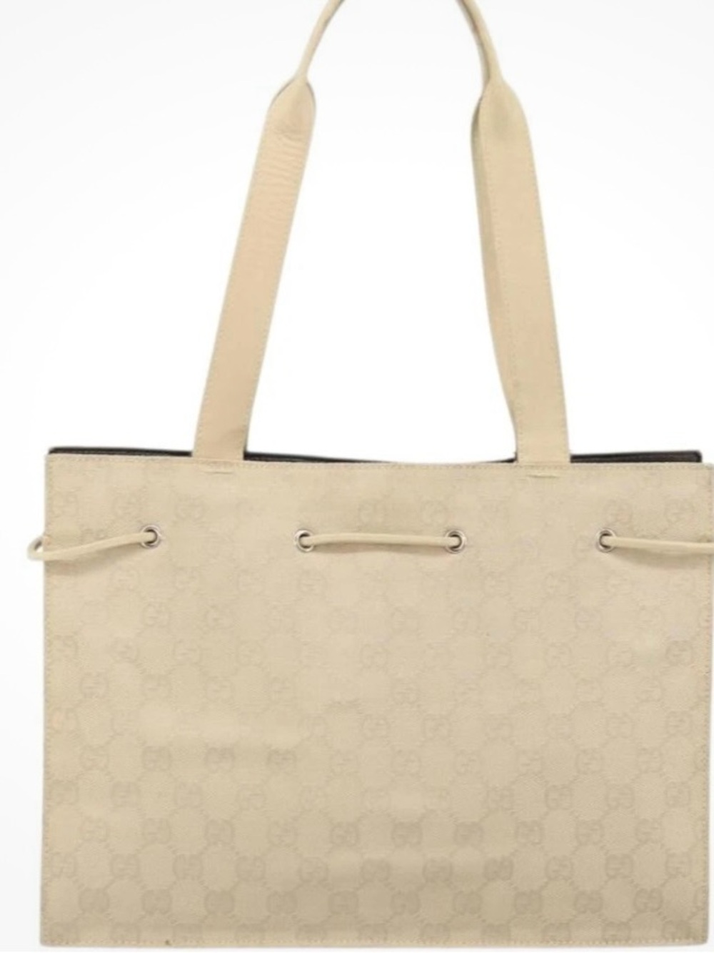 Vintage Gucci GG Canvas Beige & Silver Tote Shoulder Bag - Picture 3 of 8